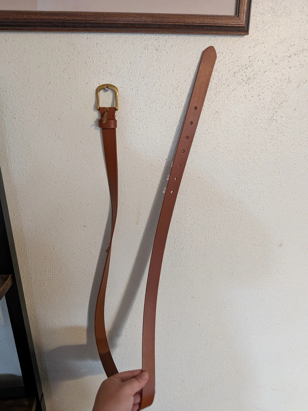 Frye Women's Brown Leather Belt with Brass Buckle - 1X/2X NWOT